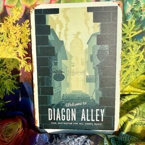 Harry Potter Diagon Alley Metal Sign 12x8 Vintage Style NWOT Wall Decor